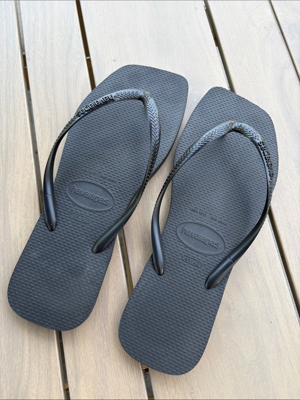 Havaianas Black Slim Square Toe Flip Flops